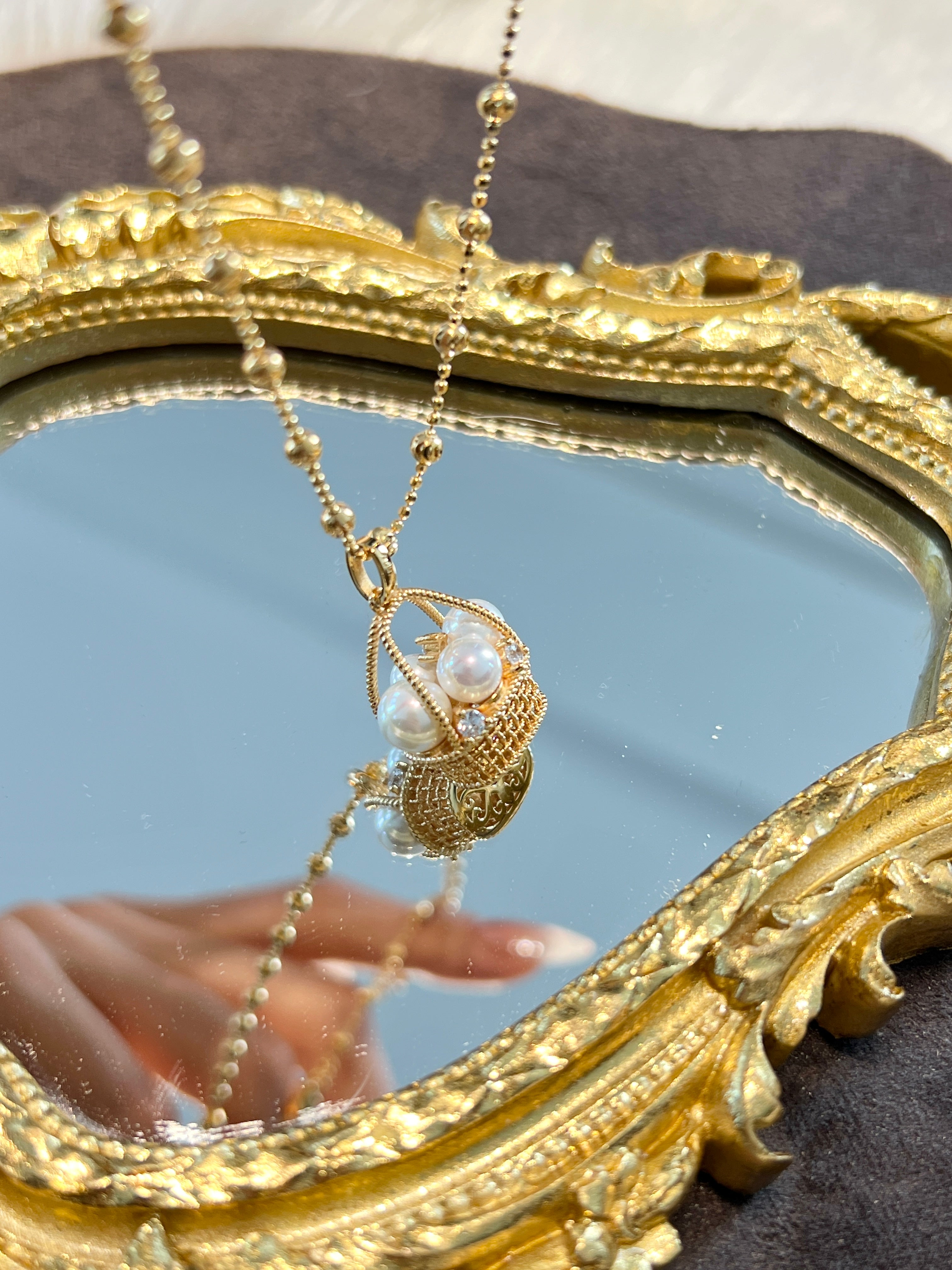 Pearl Basket Necklace