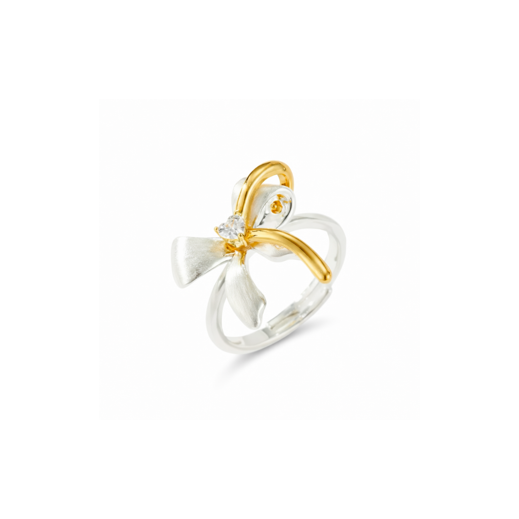 Two-Tone Ribbon Bow Ring