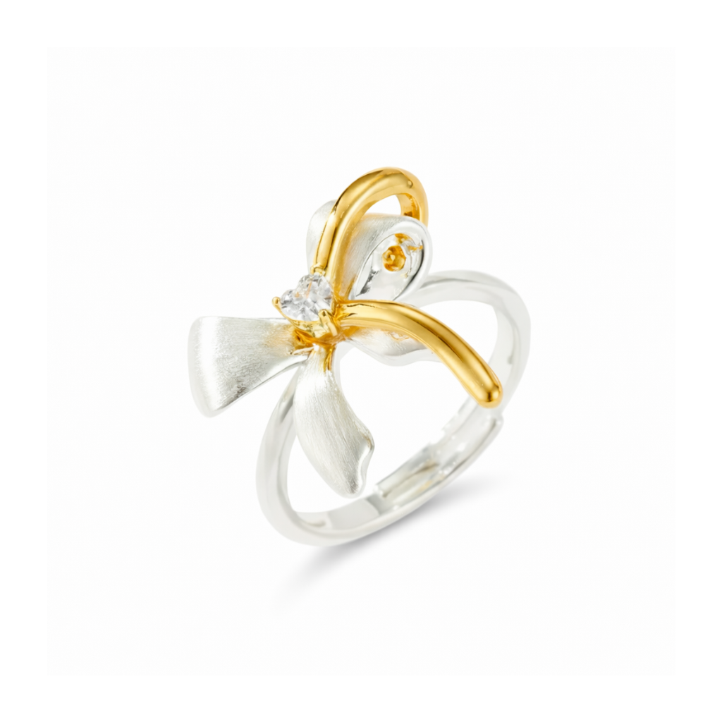 Two-Tone Ribbon Bow Ring
