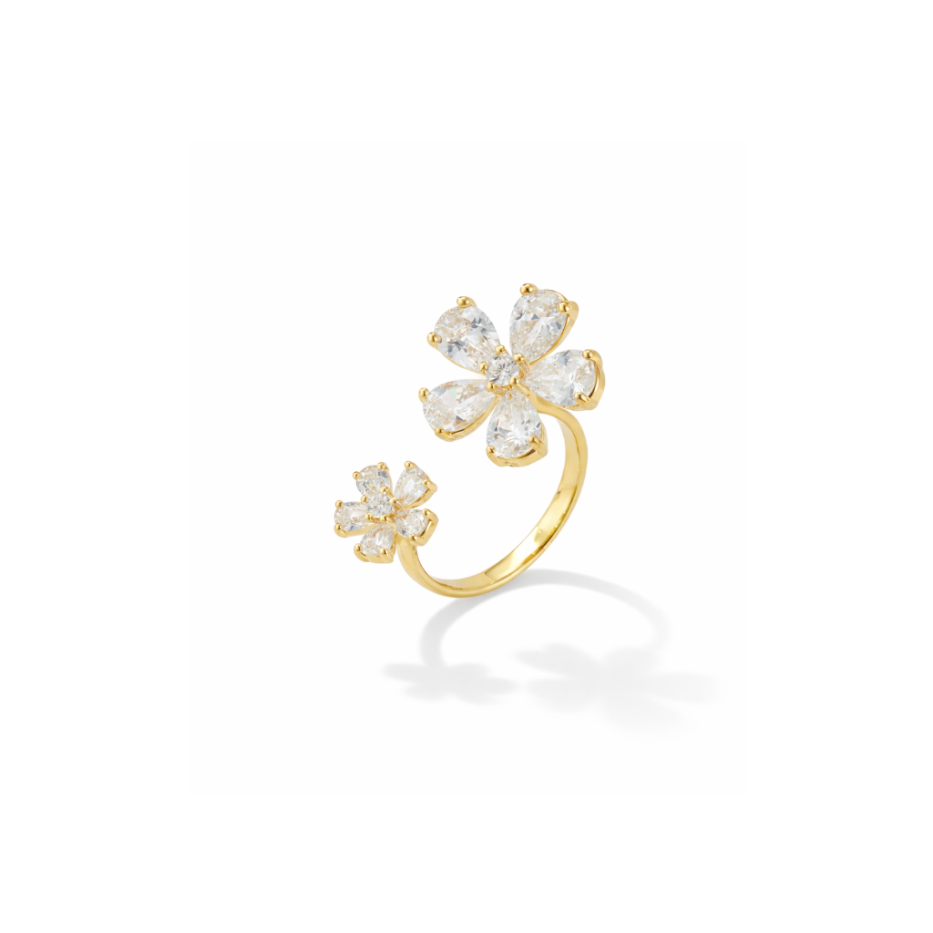 Twin Crystal Blossom Ring