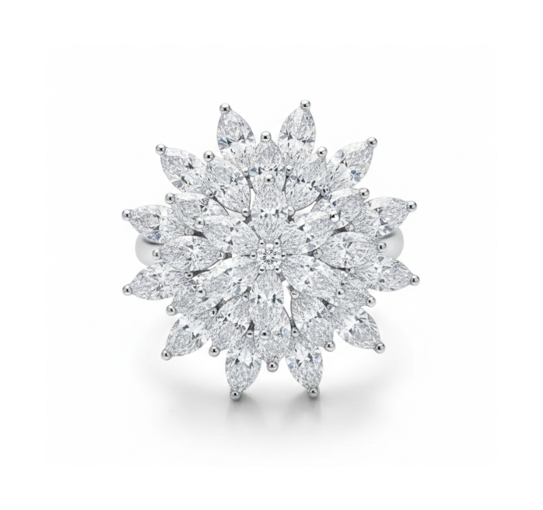 Spinning Marquise Petal Bloom Statement Ring