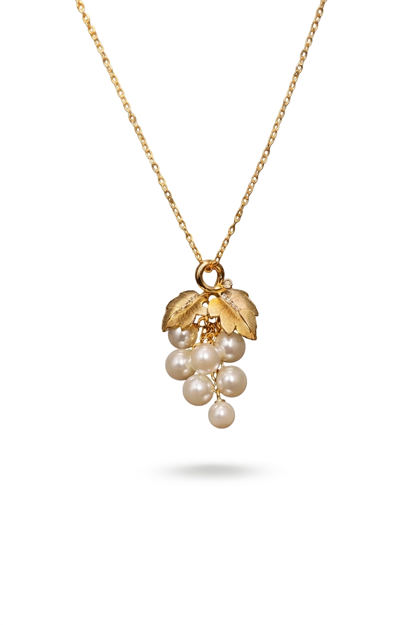 Golden Vine Pearl Grape Pendant