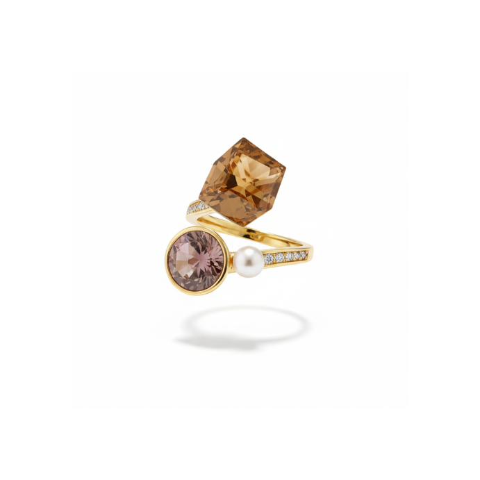 Amber & Mauve Toi et Moi Ring