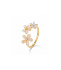 Ivory Petal Duo & Crystal Flower Ring