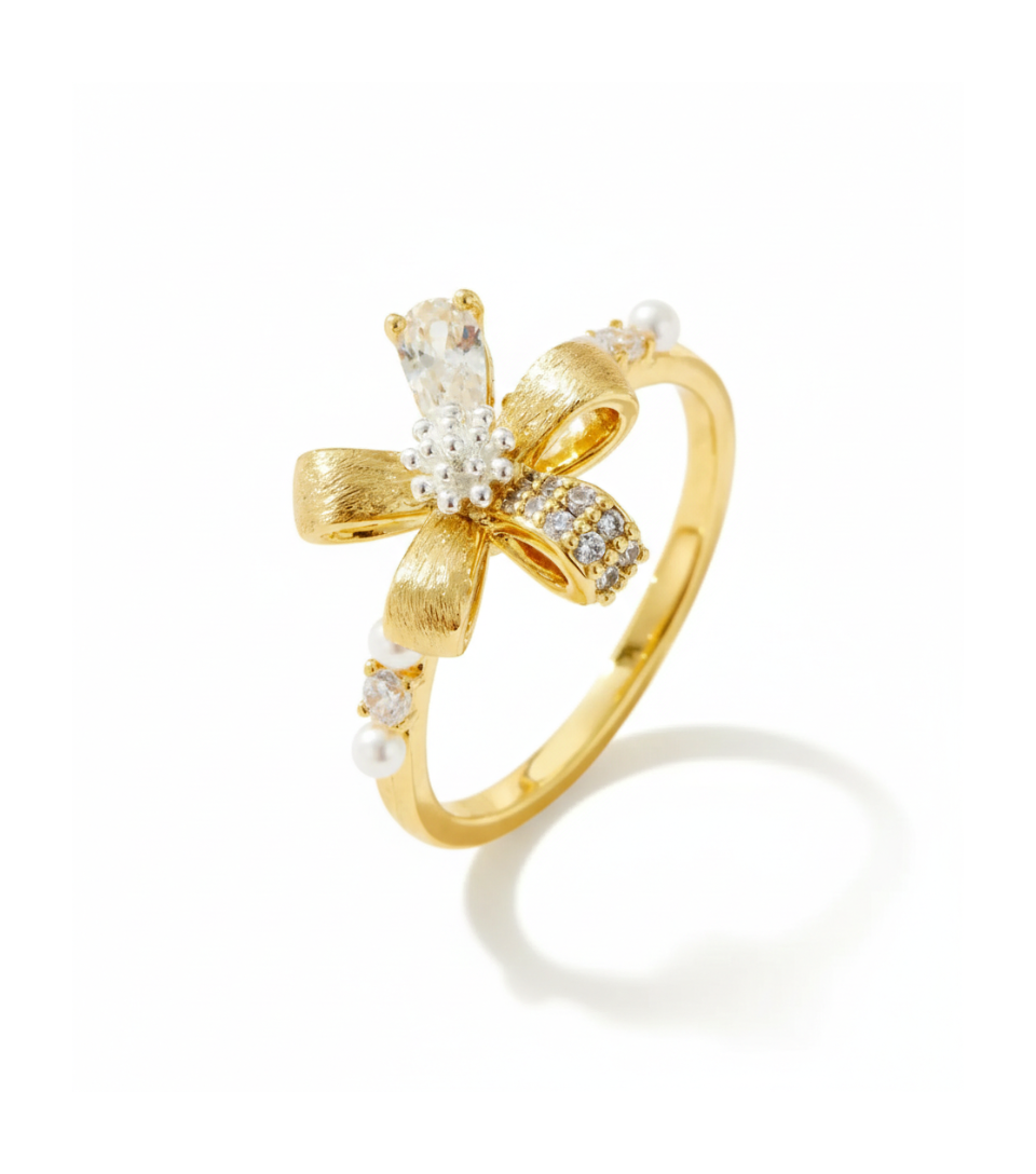 Textured Pearl Cluster Ring