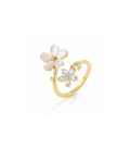 Ivory Petal & Crystal Flower Ring