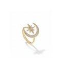 Pavé Crescent & Star Open Ring