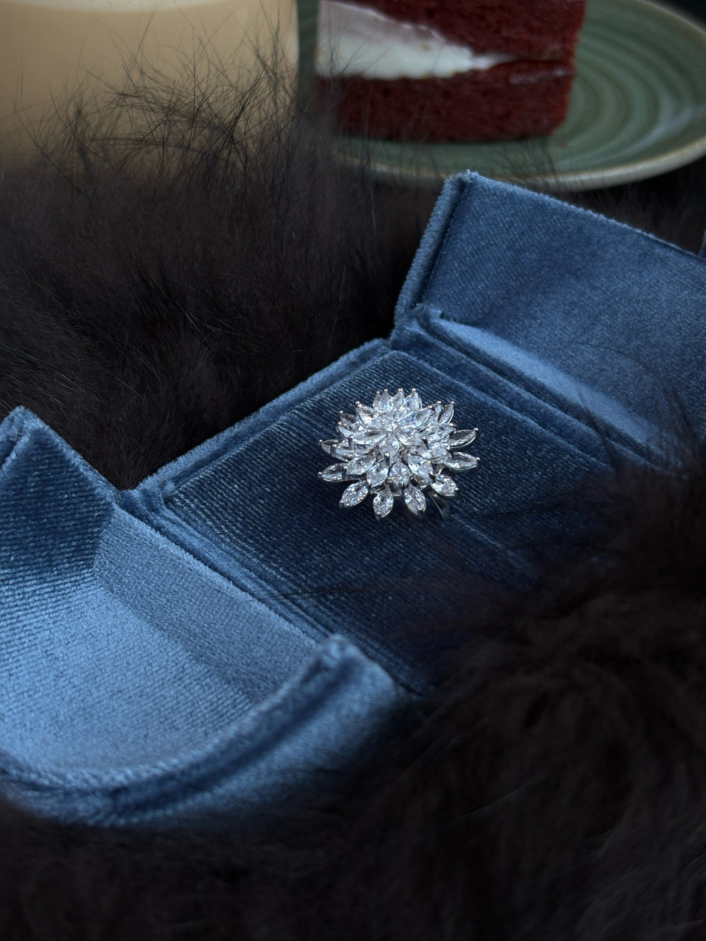Silver Spinning Marquise Petal Bloom Statement Ring