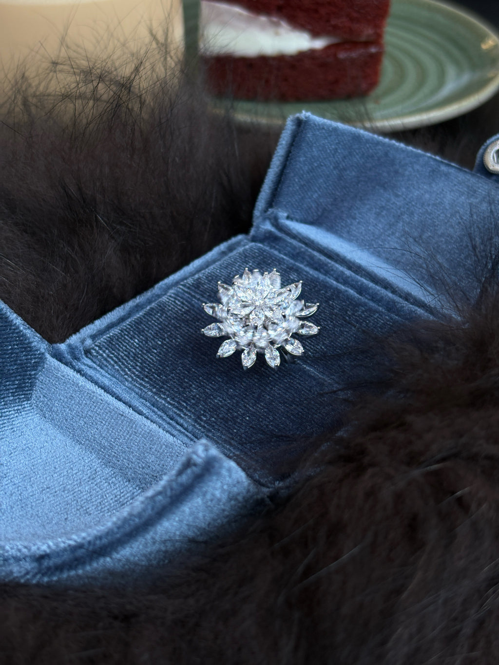 Silver Spinning Marquise Petal Bloom Statement Ring