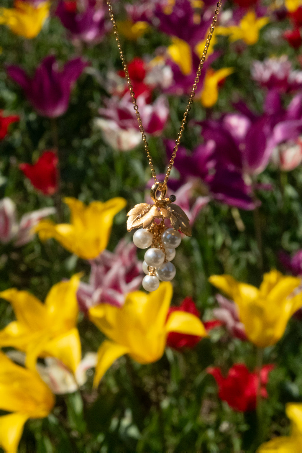 Golden Vine Pearl Grape Pendant