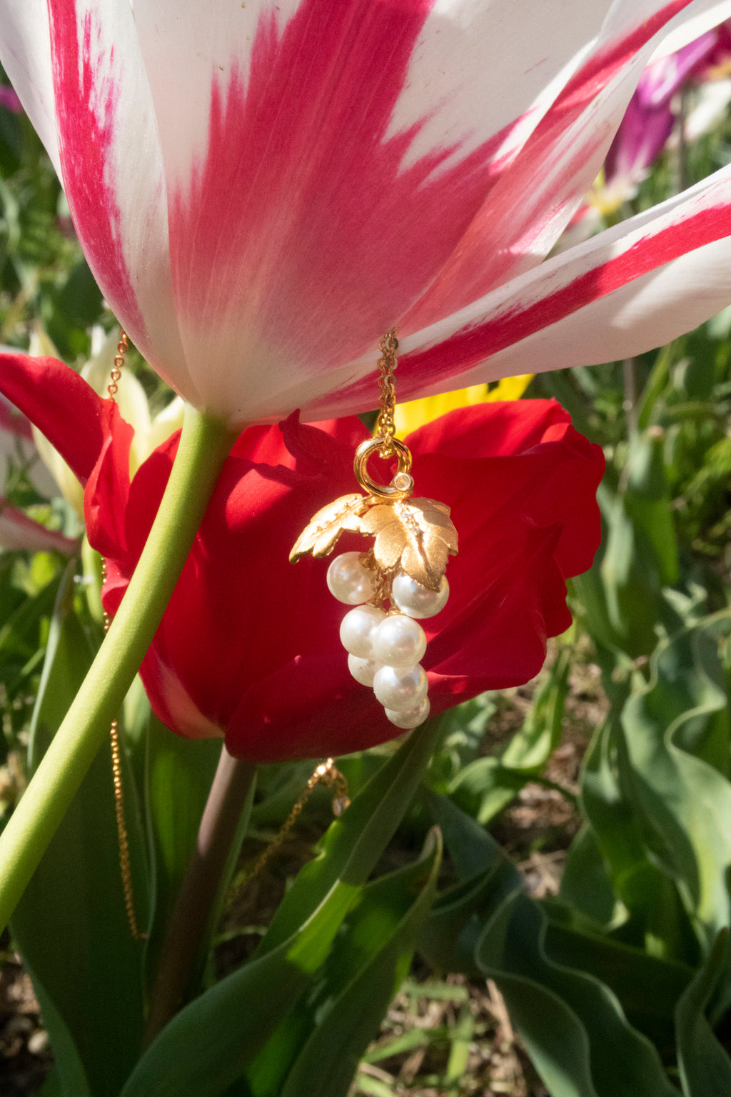 Golden Vine Pearl Grape Pendant