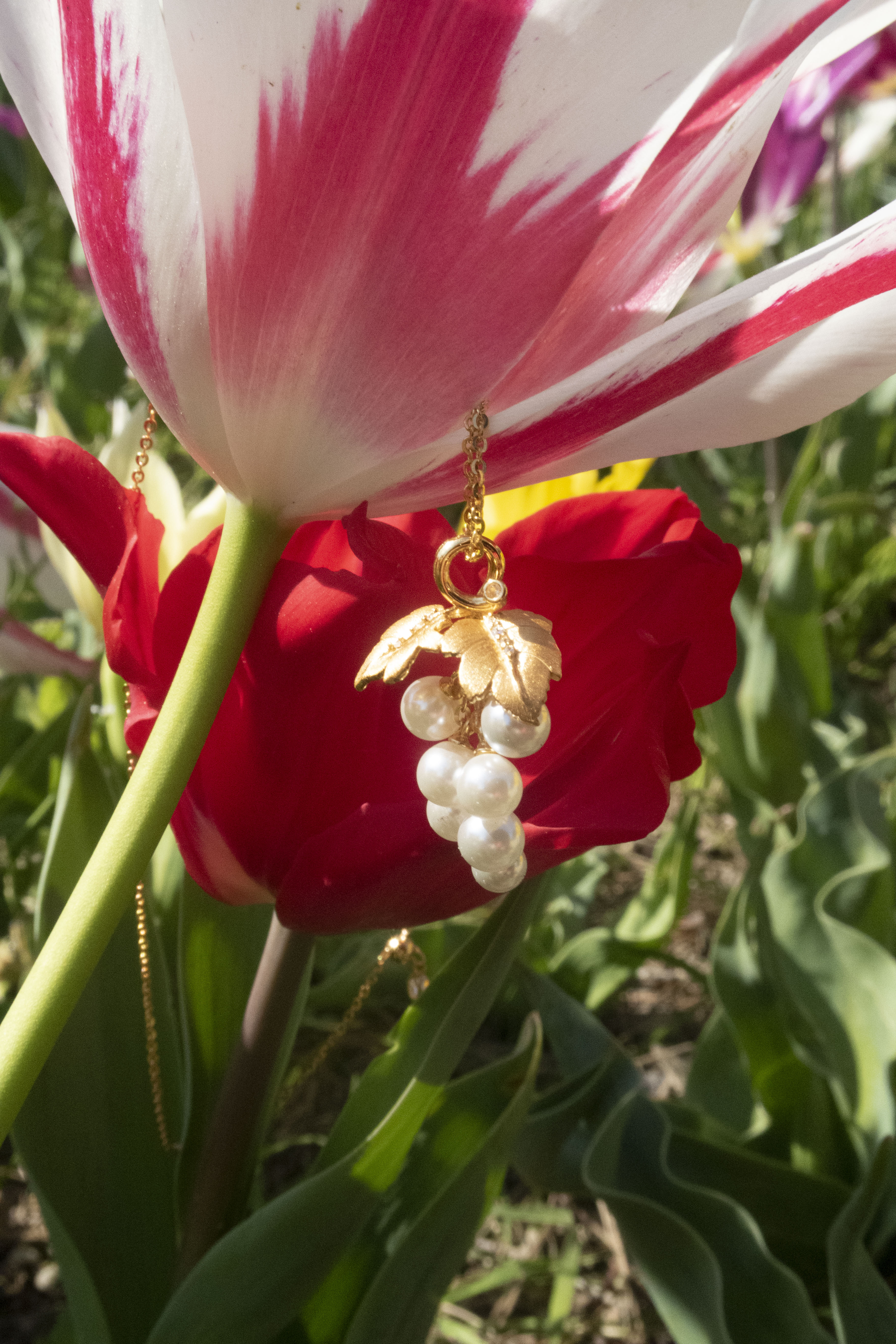 Golden Vine Pearl Grape Pendant